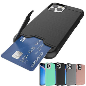 Case For iPhone 11 11 Pro 11 Pro Max Brushed Hybrid Wallet Card