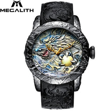 Load image into Gallery viewer, MEGALITH Gold Dragon Sculpture Automatic Mechanical Watches Men
