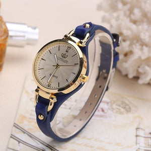 Women Casual Watches Round Dial Rivet PU Leather