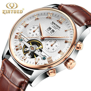 KINYUED Skeleton Tourbillon Mechanical Watch Men Automatic Classic