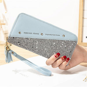 2020 Fashion Sequined Patchwork Glitter Wallet for Women Long PU Leather Wallet