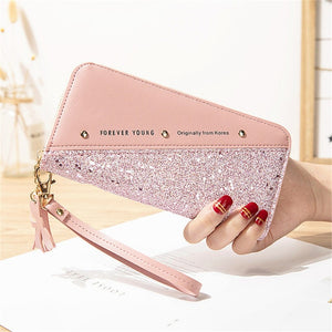 2020 Fashion Sequined Patchwork Glitter Wallet for Women Long PU Leather Wallet